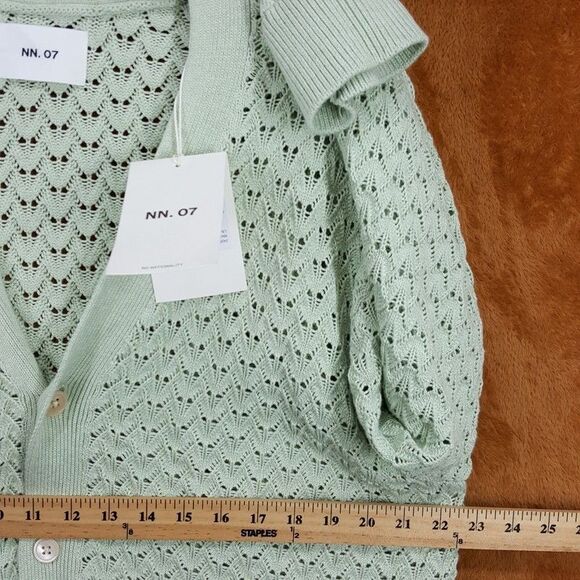 NN07 Sweater Mens XL Lime Green Cardigan Button Up Loose Knit Cotton MANUEL $305 - Picture 8 of 10